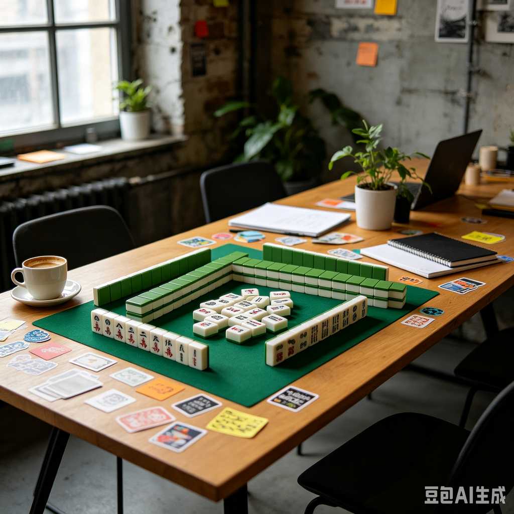 vintage text mahjong set